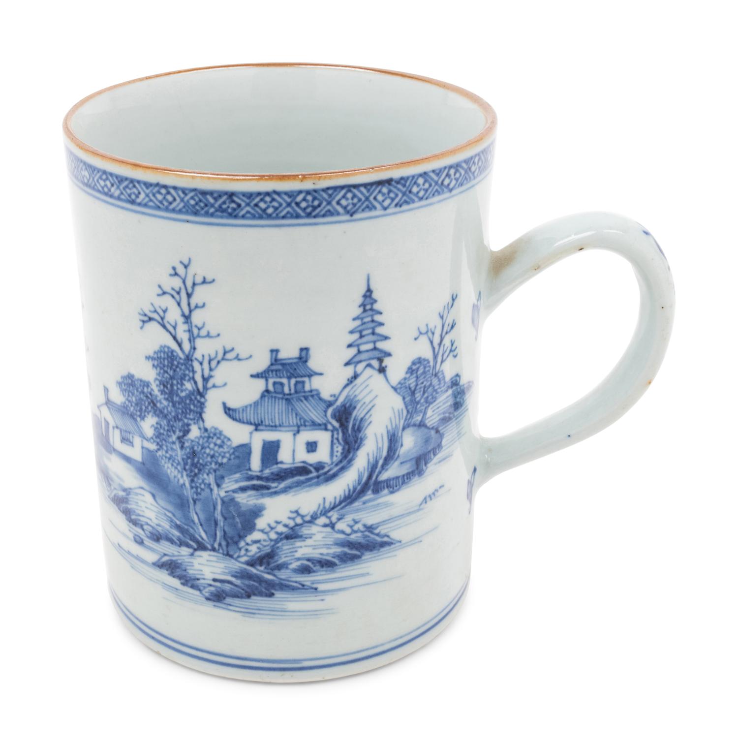 A Chinese Export Kraak Ware Charger and a Blue and White Porcelain Mug