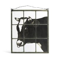 A Stained Glass Trade Sign with Cow