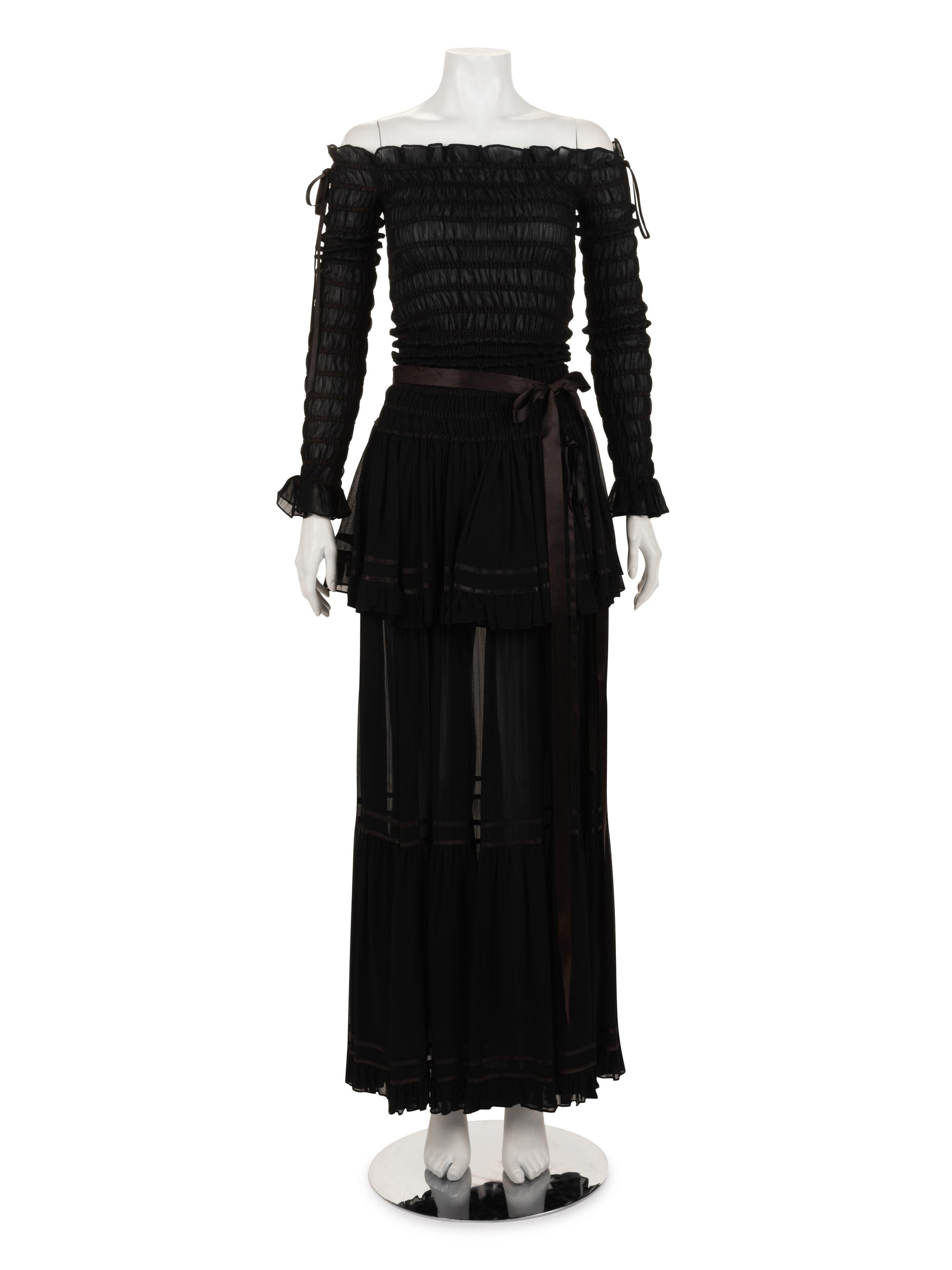 Saint Laurent Rive Gauche Crepe Two-Piece Skirt Ensemble, 1970s-80s