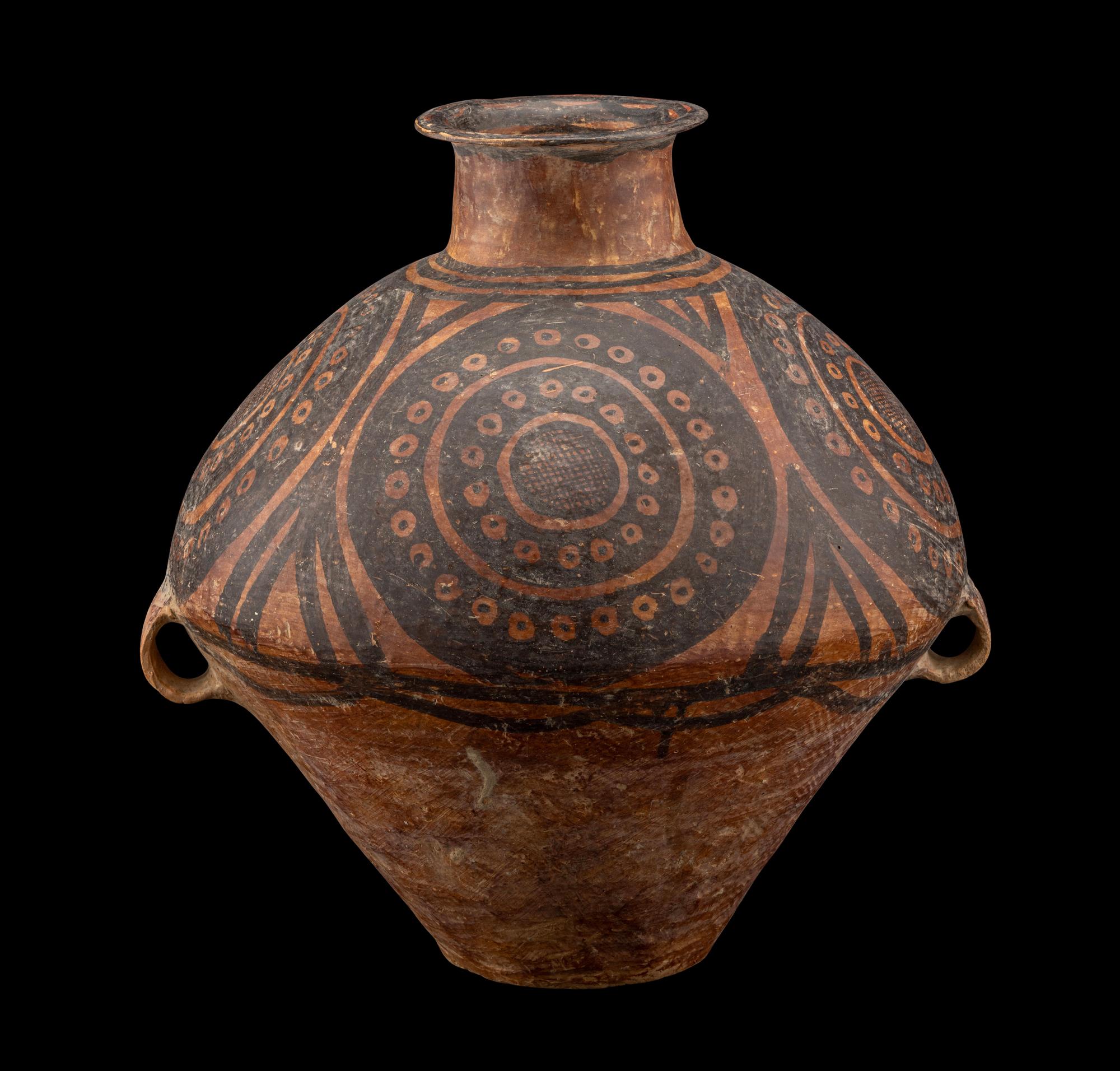 A Chinese Painted Pottery Handled Jar