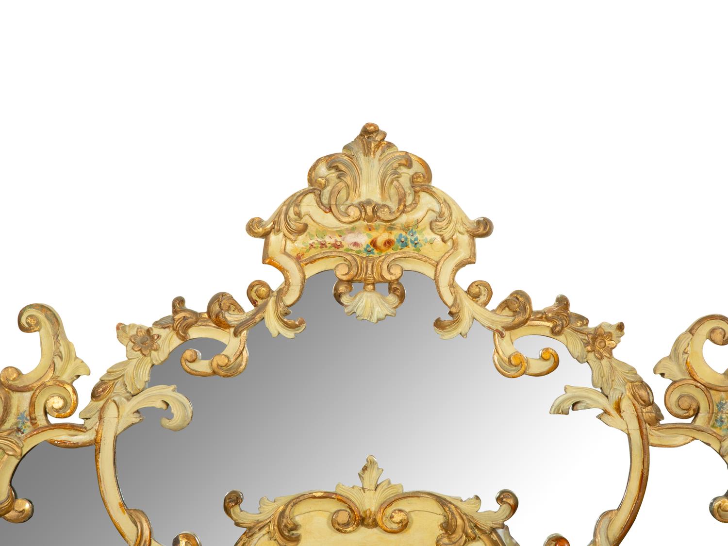 A Venetian Style Painted Bed with Mirrored Sections