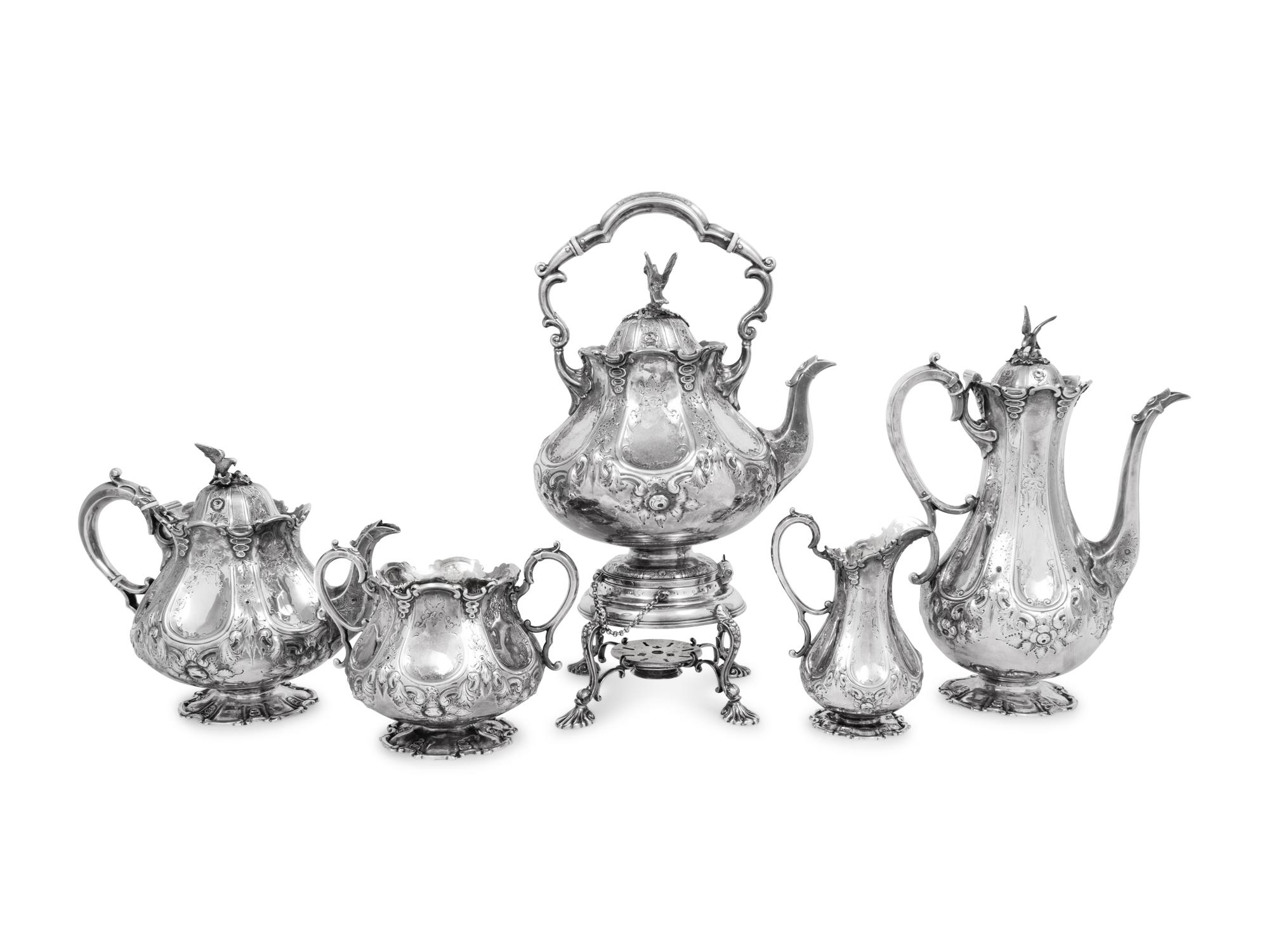 A Victorian Silver Five-Piece Coffee Service