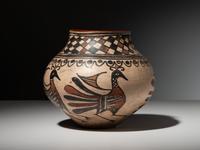 Polychrome Pottery Olla, with Parrots