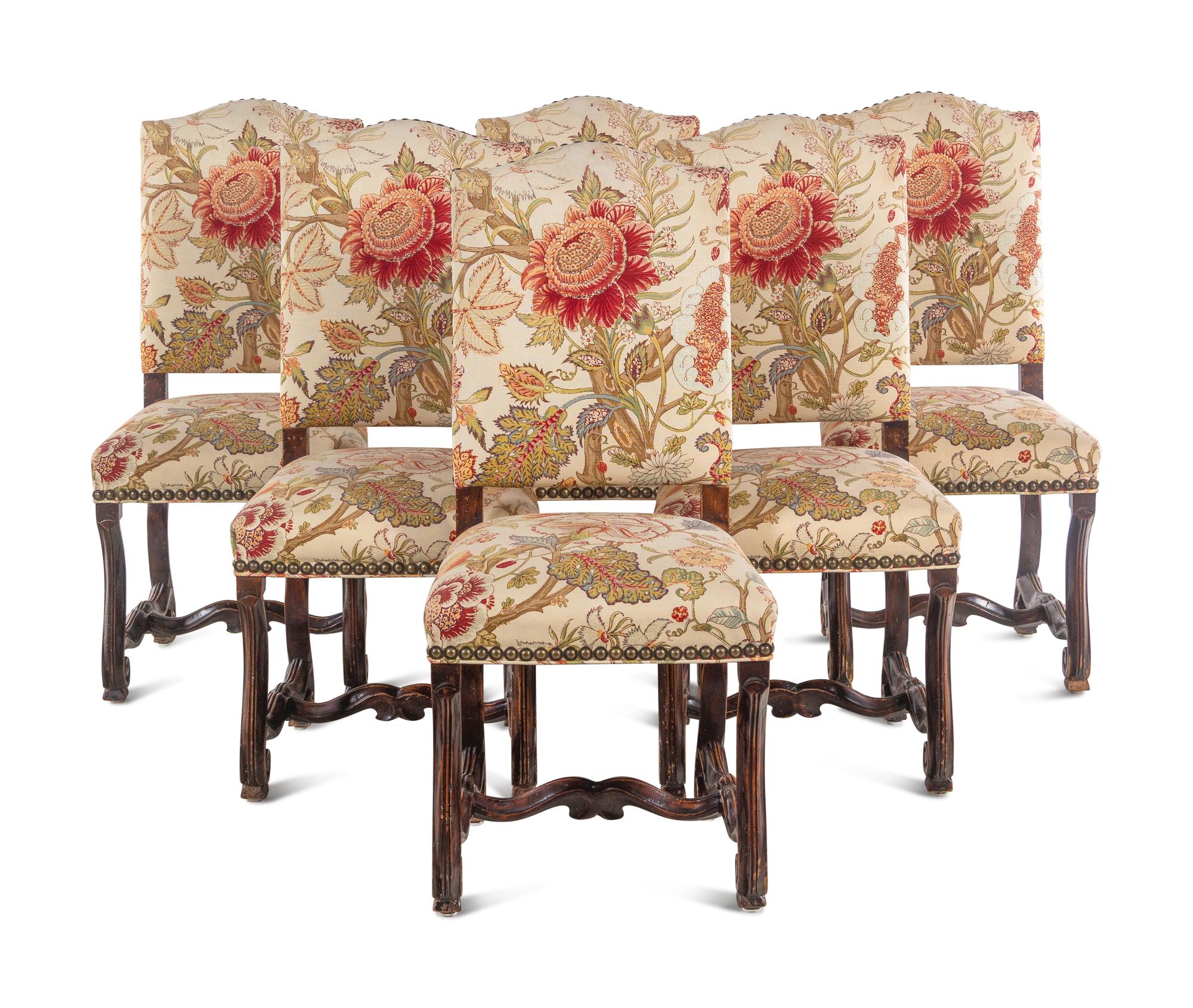 A Set of Six Louis XIII Style Dining Chairs