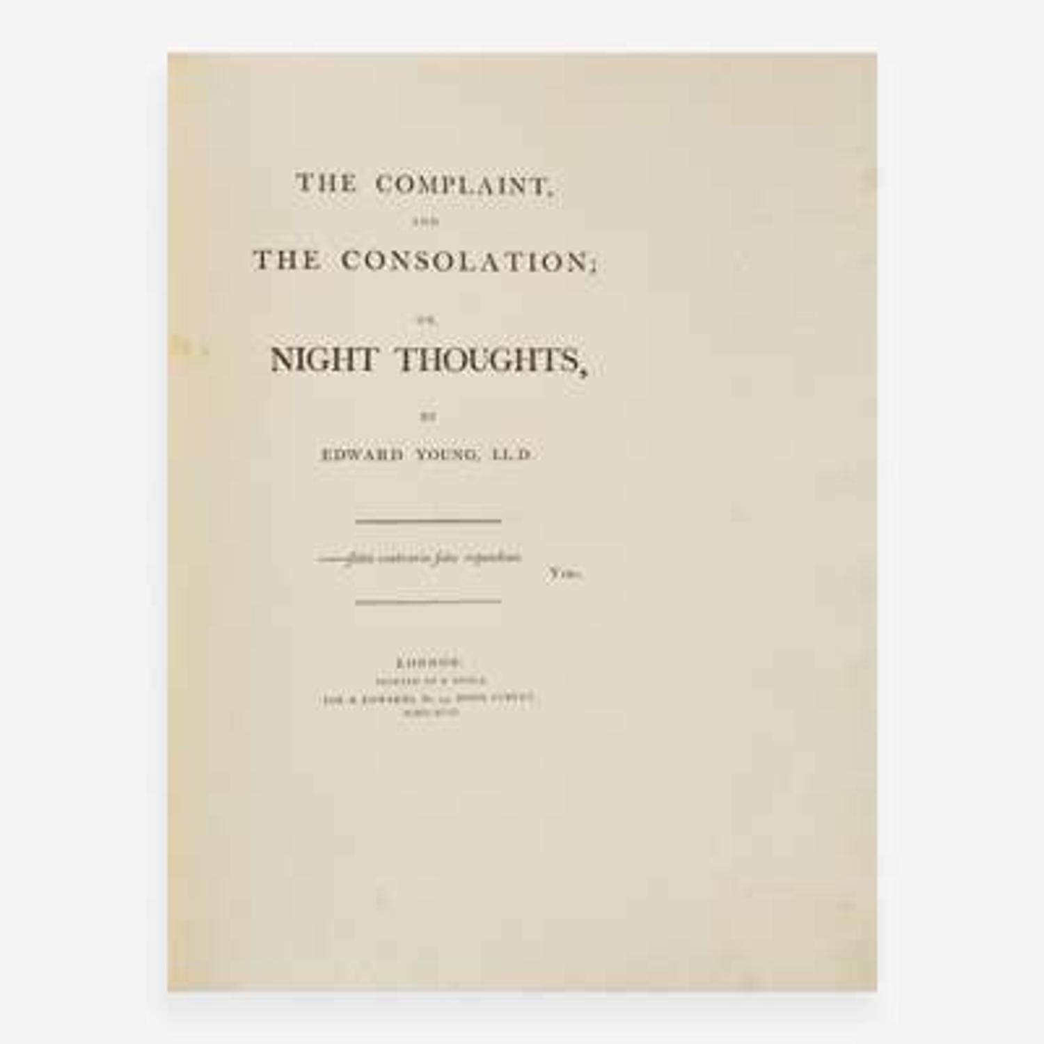 [Blake, William] Young, Edward The Complaint, and the Consolation; or, Night Thoughts