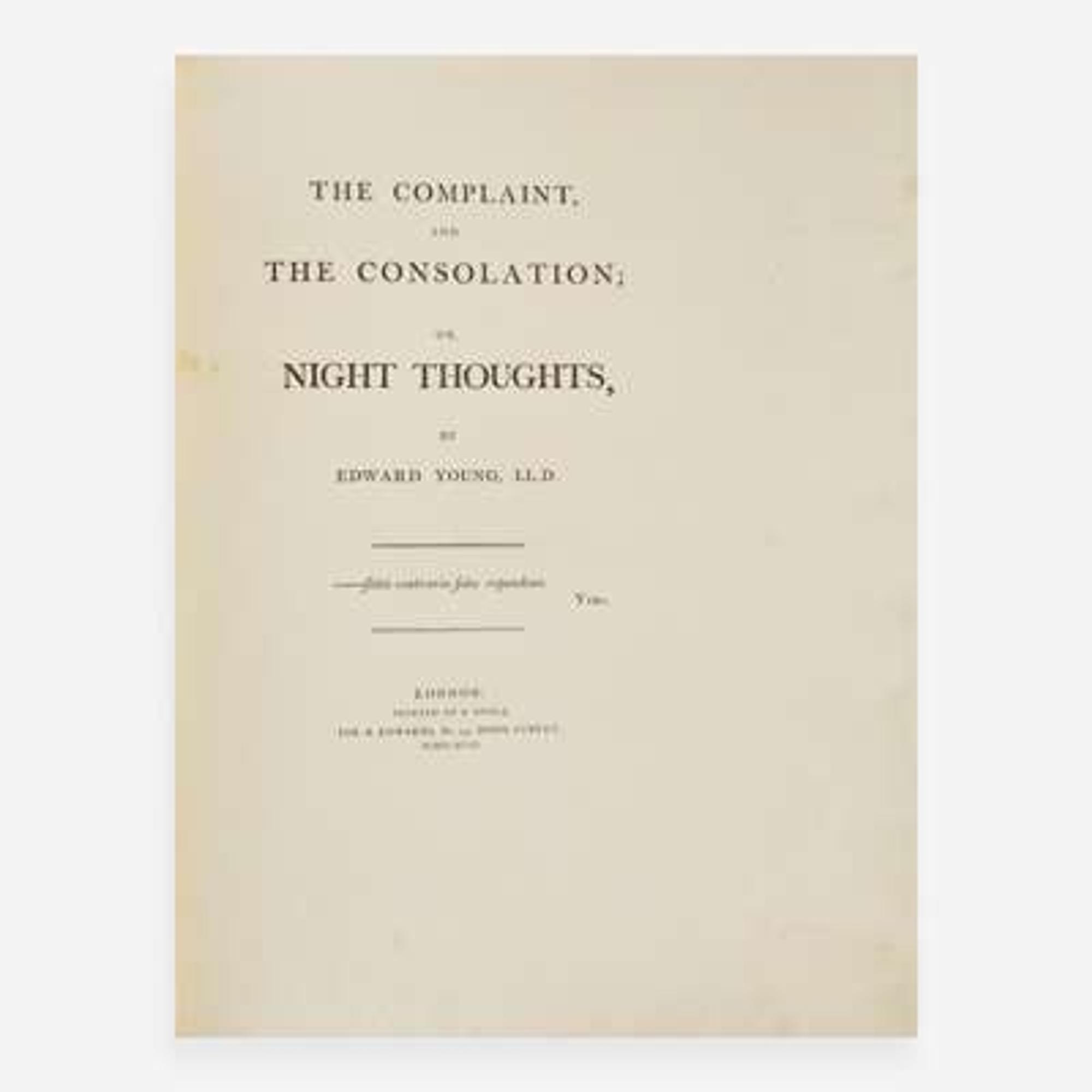 [Blake, William] Young, Edward The Complaint, and the Consolation; or, Night Thoughts