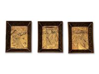 Seven Chinese Export Gilt and Black Lacquered Boxes and Dishes