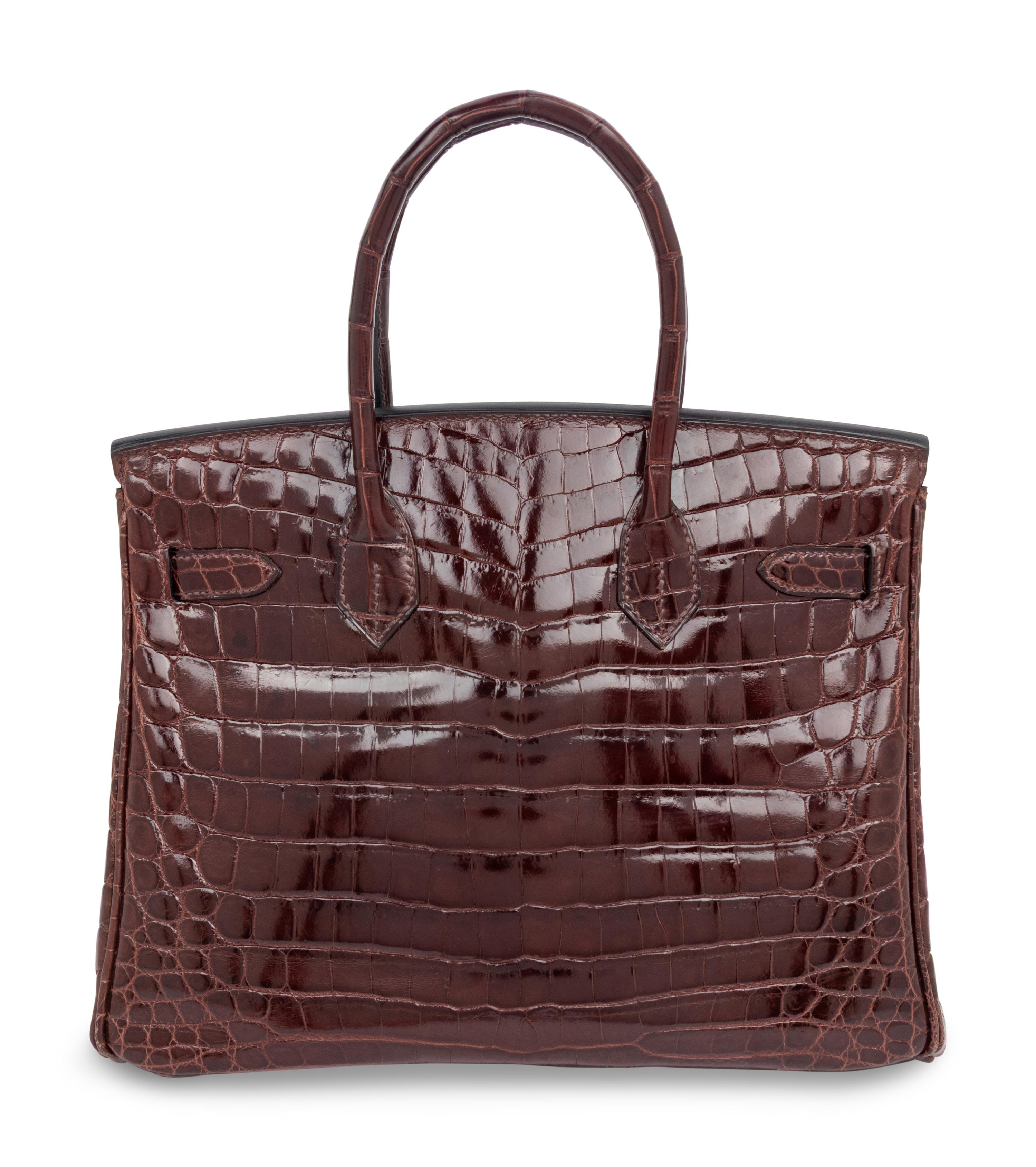 HERMÈS, BIRKIN 30 IN SHINY BROWN CROCODILE