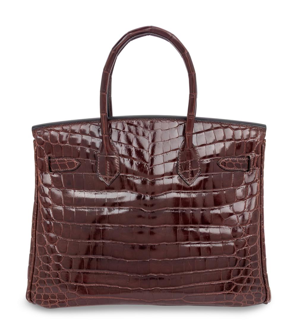 HERMÈS, BIRKIN 30 IN SHINY BROWN CROCODILE