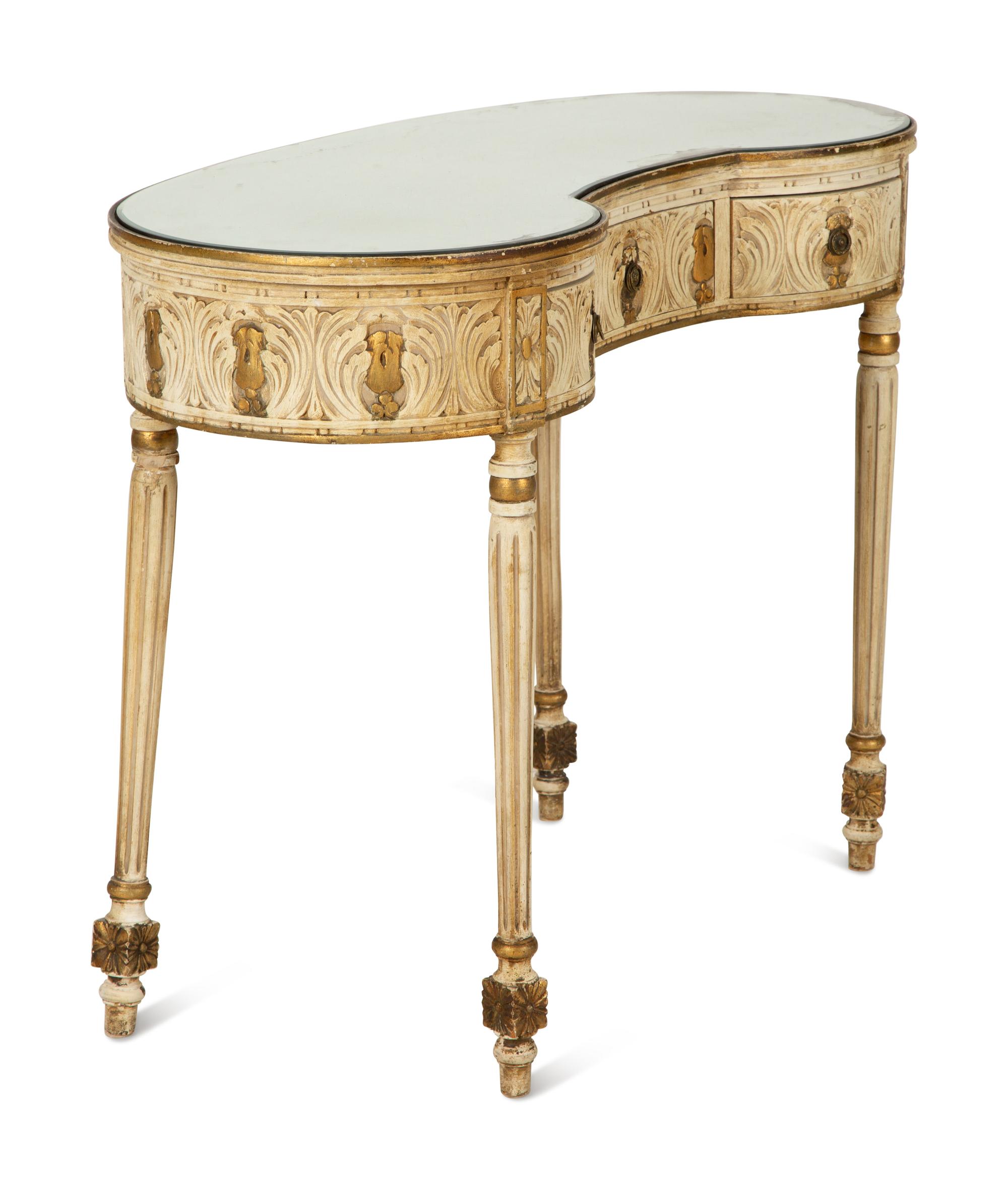 A Louis XVI Style Painted Reniform Dressing Table