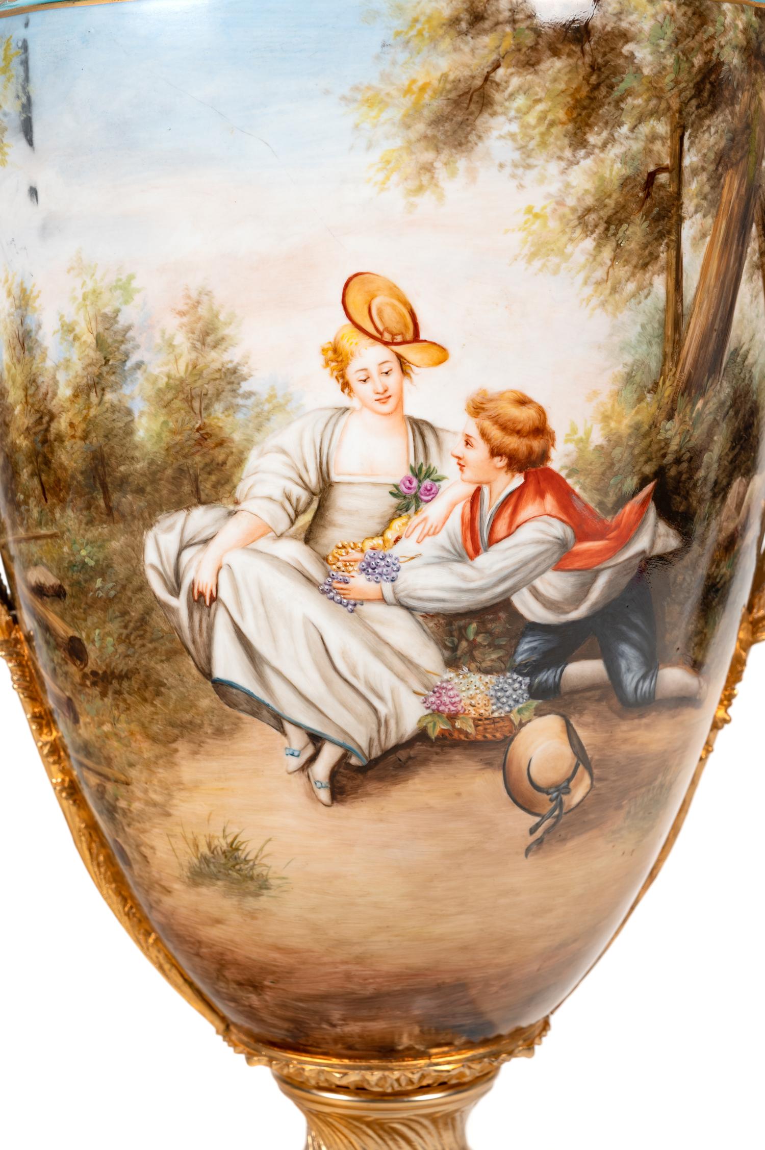 A Sèvres Style Gilt Bronze Mounted Porcelain Vase
