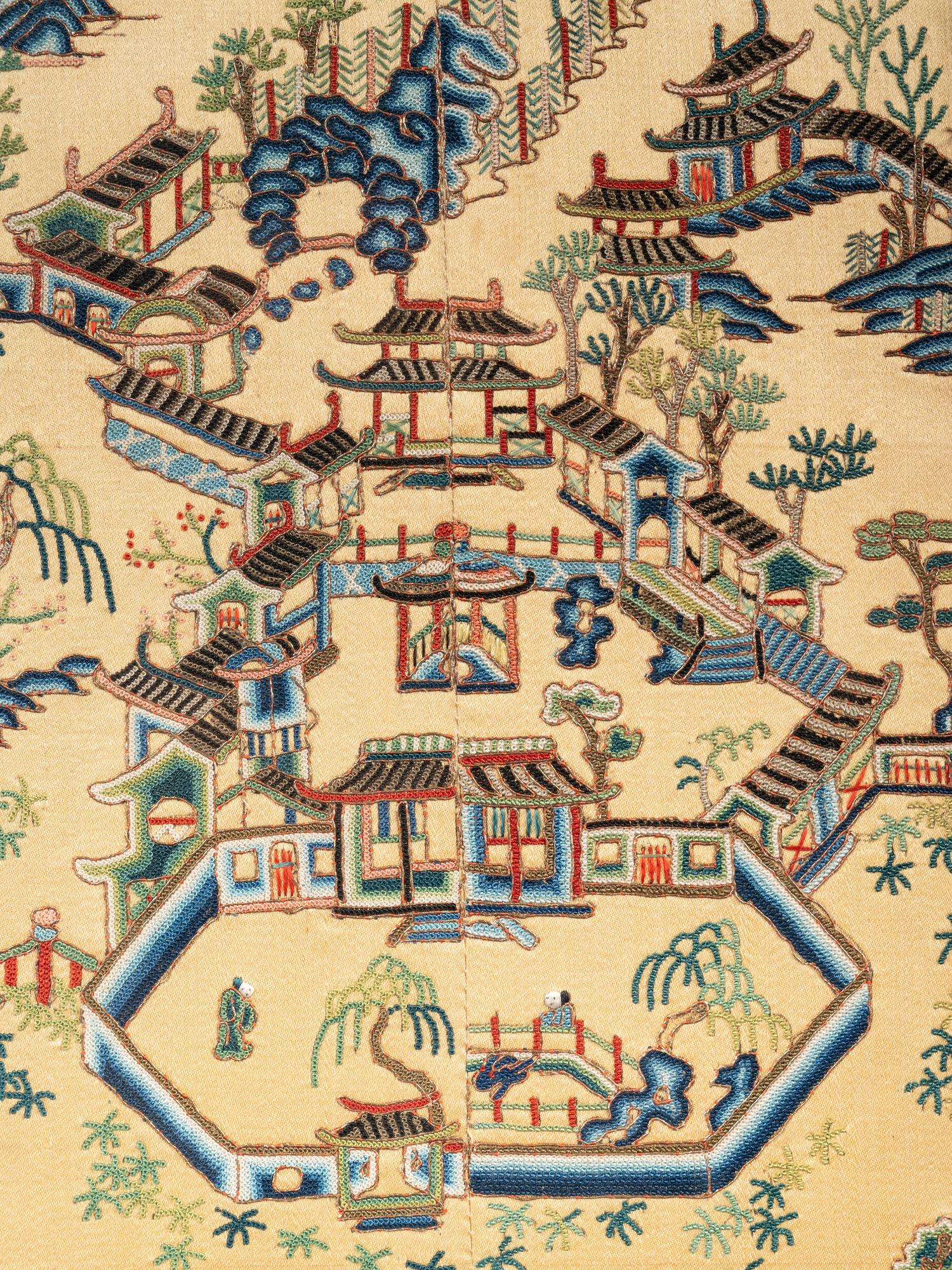 Three Chinese Embroidered Silk Sleeve Bands