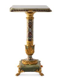 A Continental Gilt Bronze, Onyx and Champlevé Enamel Pedestal