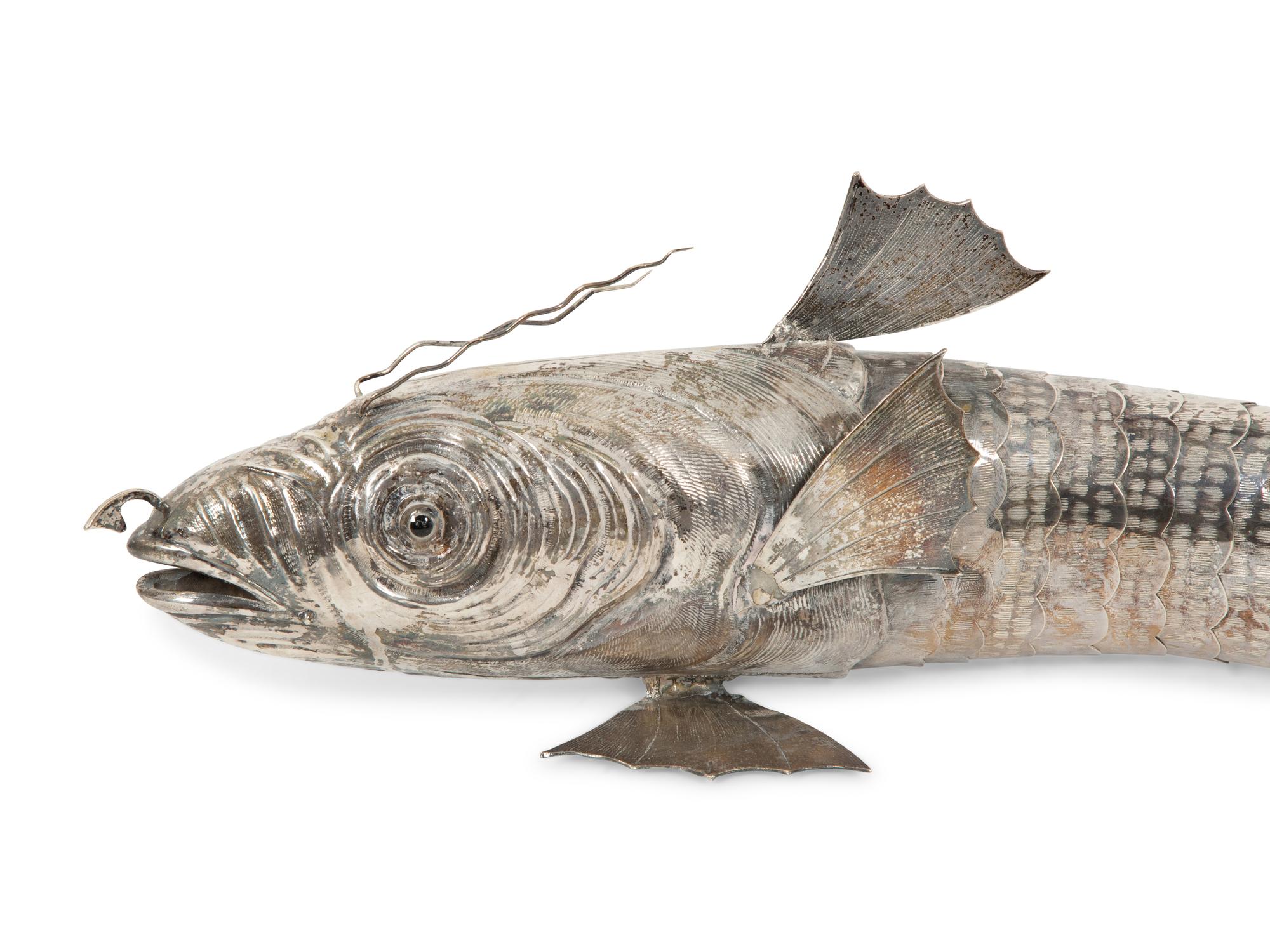 Two Spanish Reticulated Silver Models of Fish