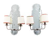 A Pair of Venetian Style Two-Light Mirrored Sconces