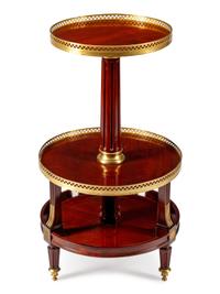 A Louis XVI Style Gilt-Bronze-Mounted Mahogany Three-Tier Dessert Table