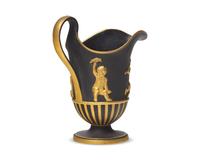 A Wedgwood Parcel-Gilt Black Basalt Creamer