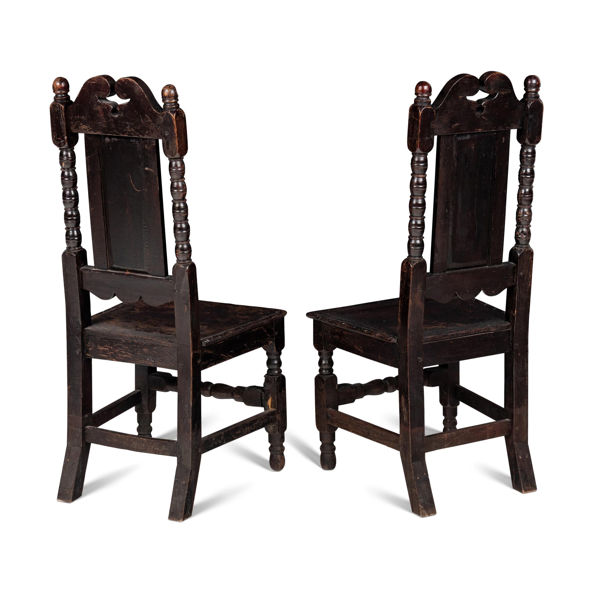A Pair of Jacobean Revival Oak Side Chairs