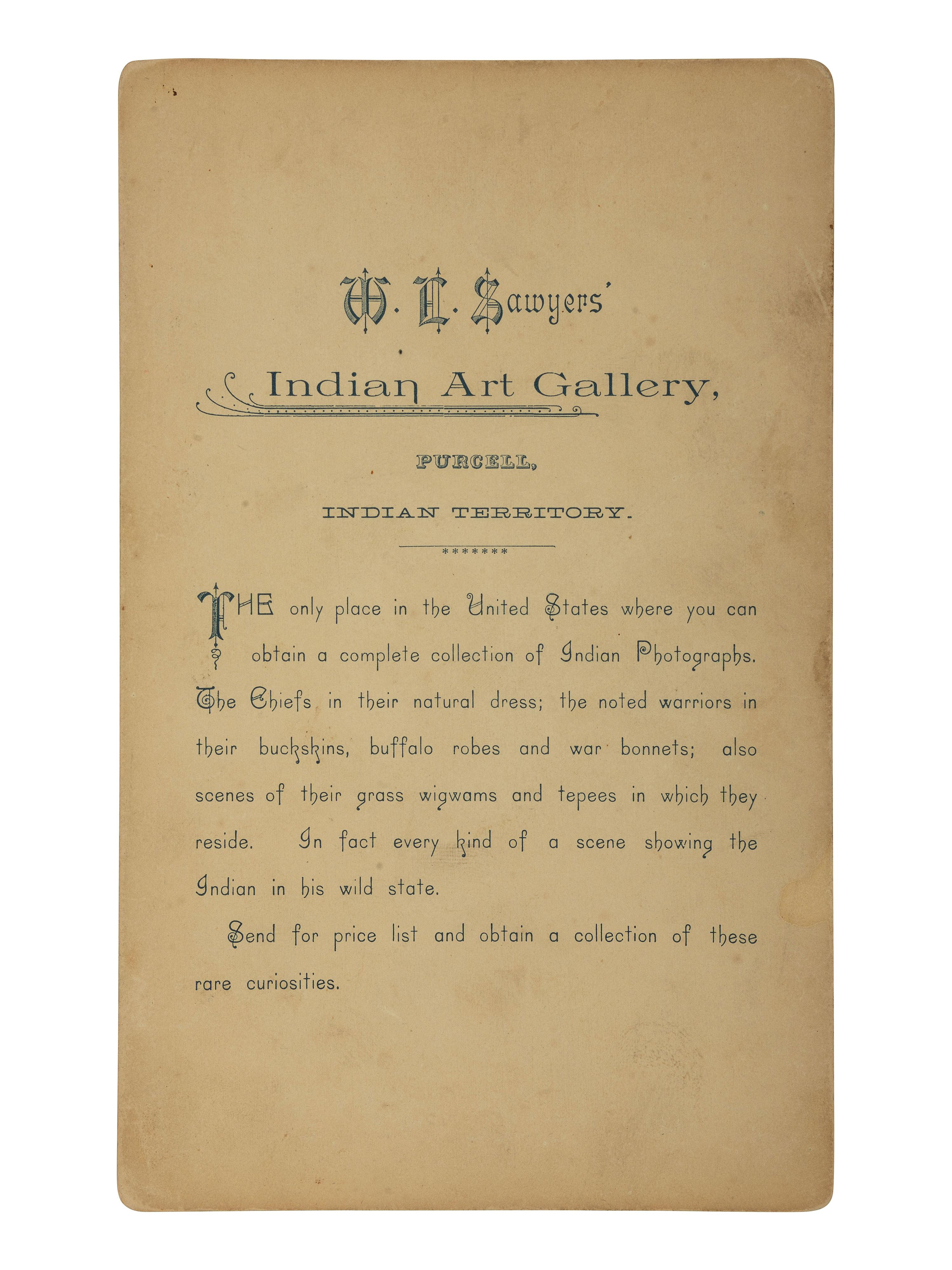 [NATIVE AMERICANS] SAWYER, W.L., photog. Boudoir card of Comanches incl. Quanah Parker.