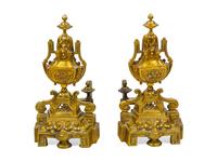 A Pair of Brass Andirons