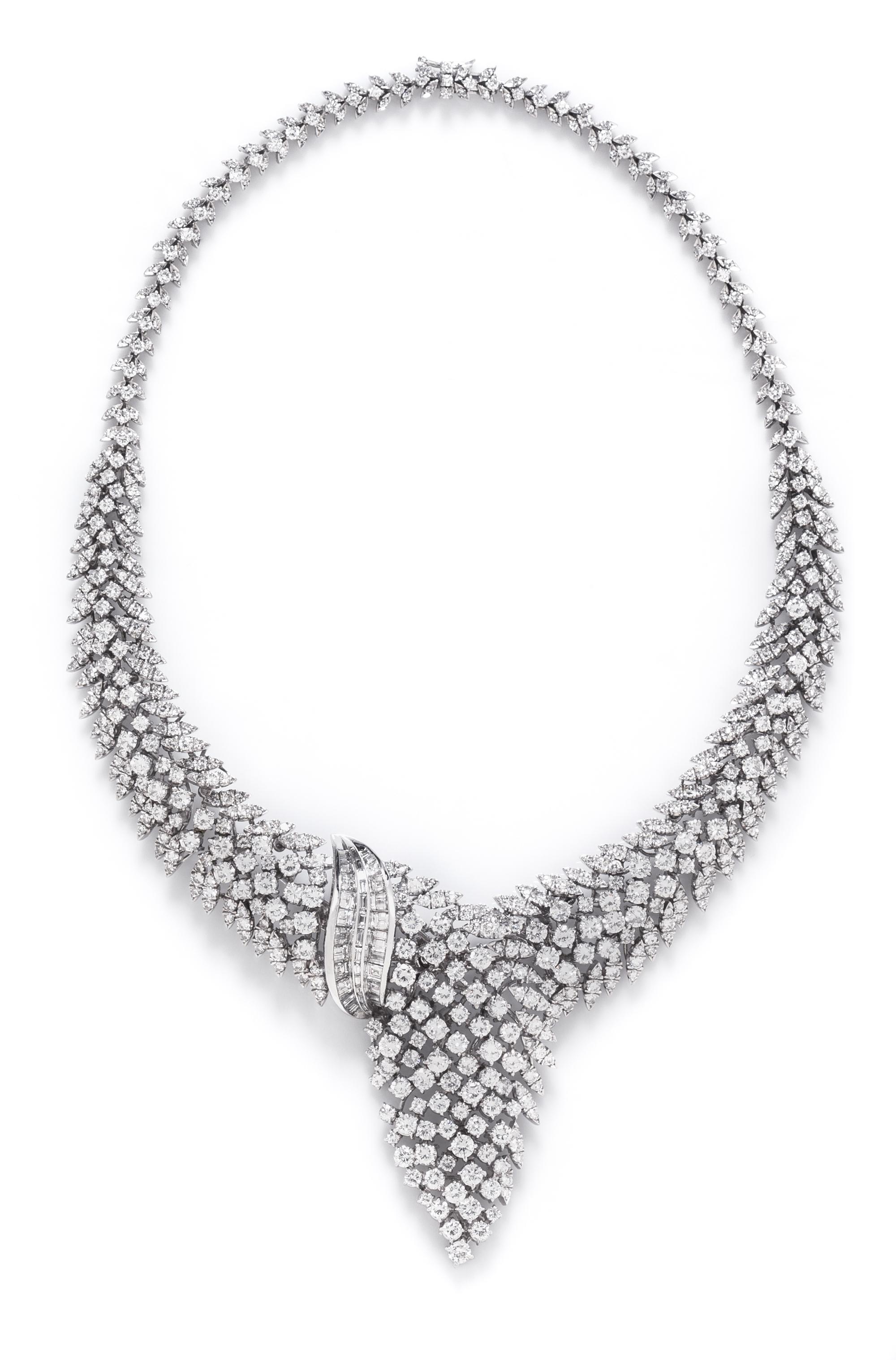 An 18 Karat White Gold and Diamond Convertible Bib Necklace, 53.70 dwts.