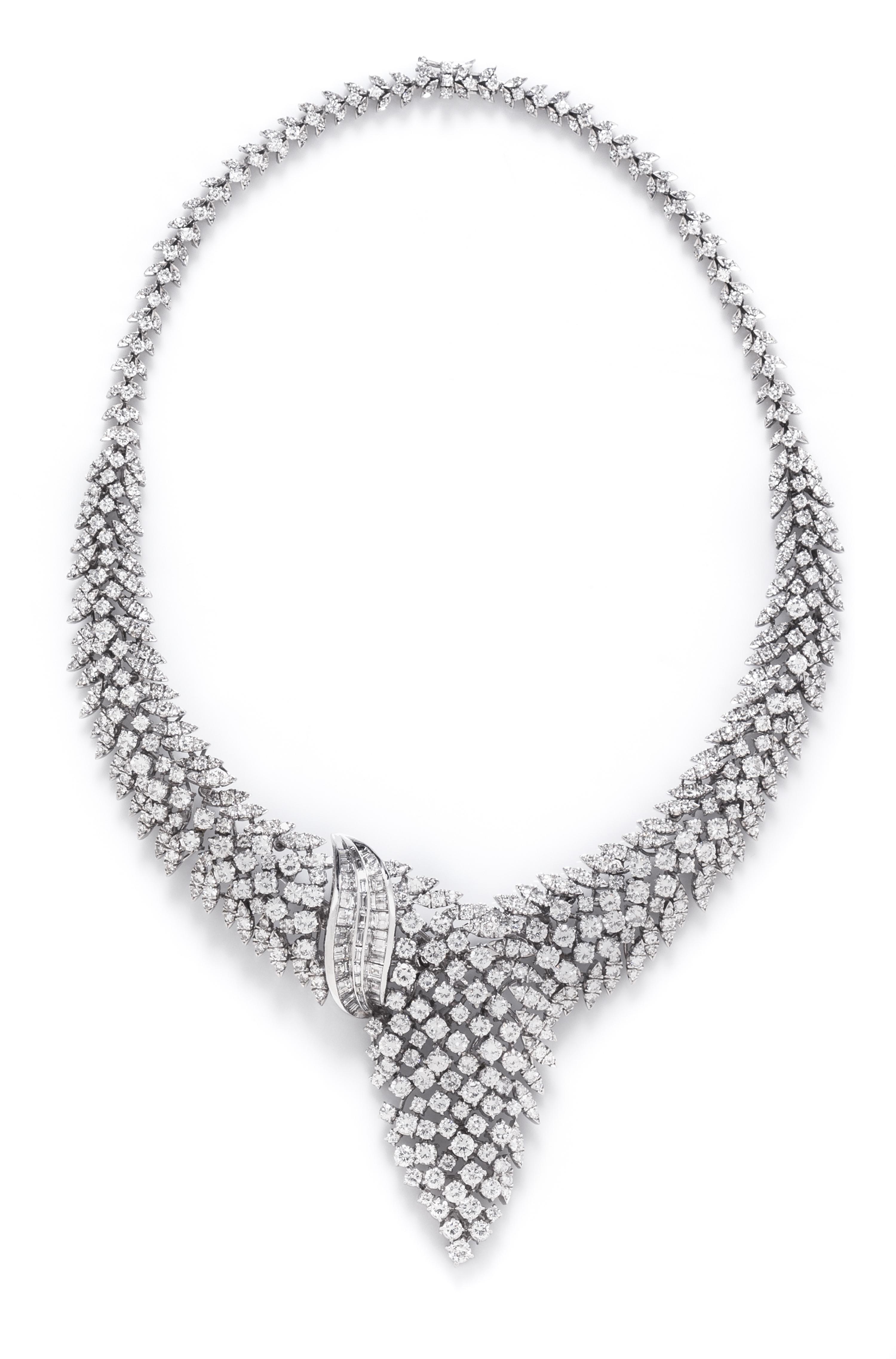 An 18 Karat White Gold and Diamond Convertible Bib Necklace, 53.70 dwts.
