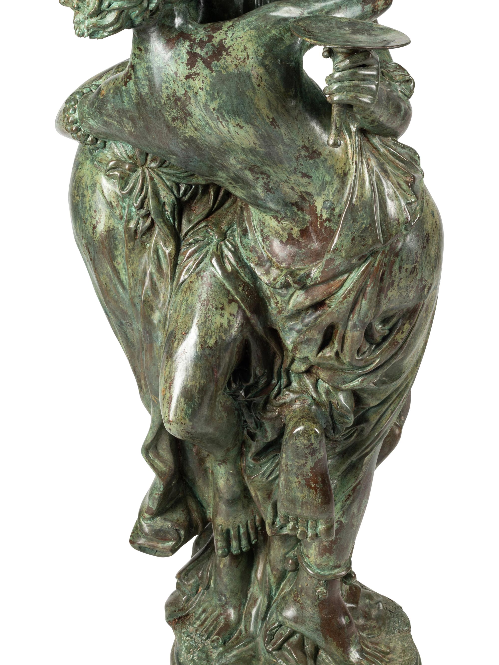 A Large Patinated Bronze Figural Group