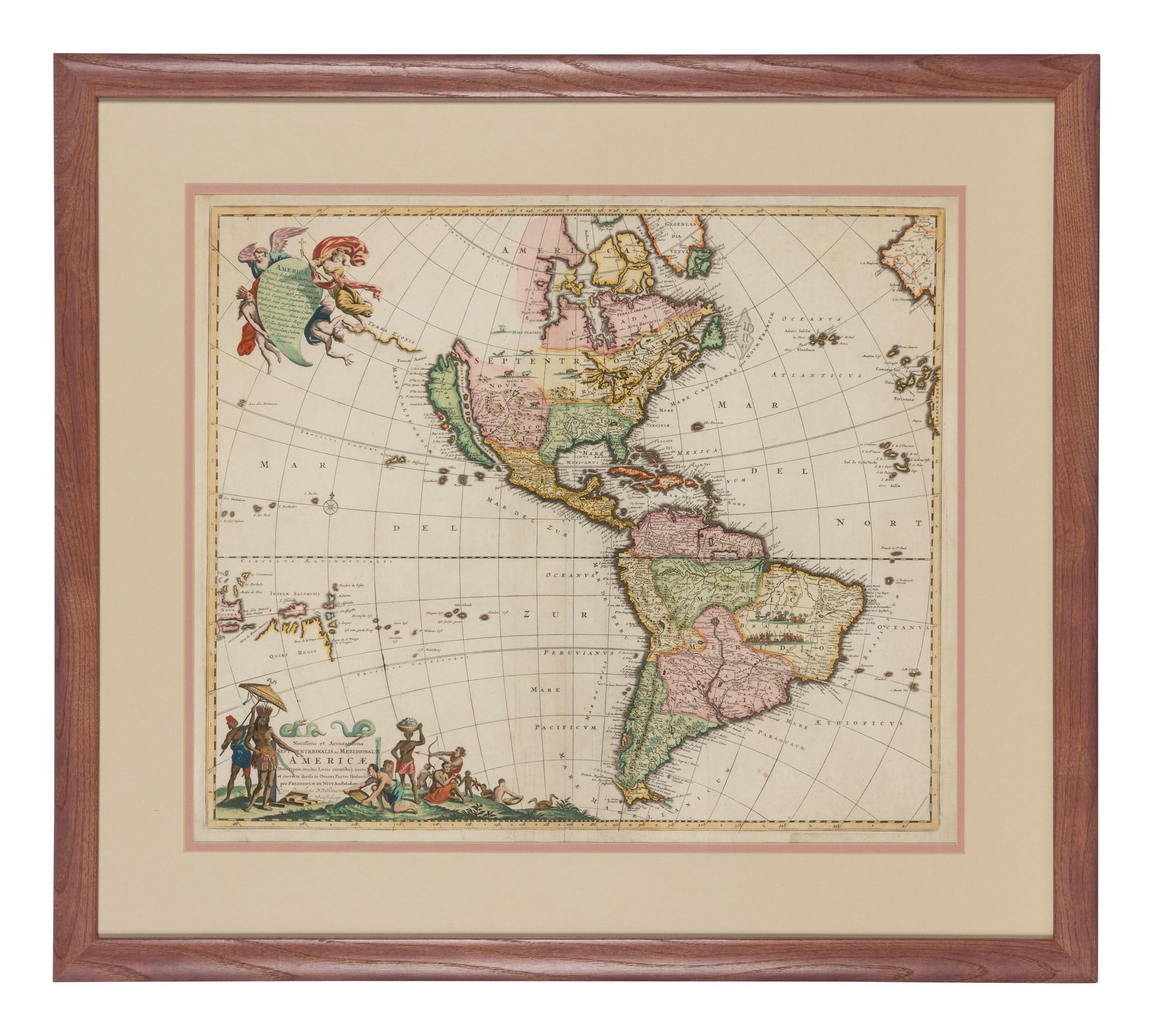 [MAP]. WIT, Frederick de (1629/30-1706). Novissima et Accuratissima Septentrionalis ac Meridionalis Americae Descriptio . Amsterdam, ca 1680.
