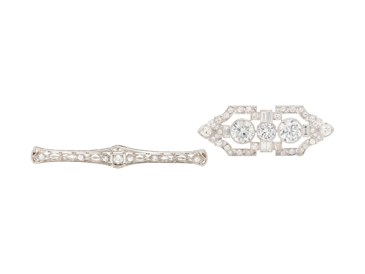 COLLECTION OF DIAMOND BROOCHES