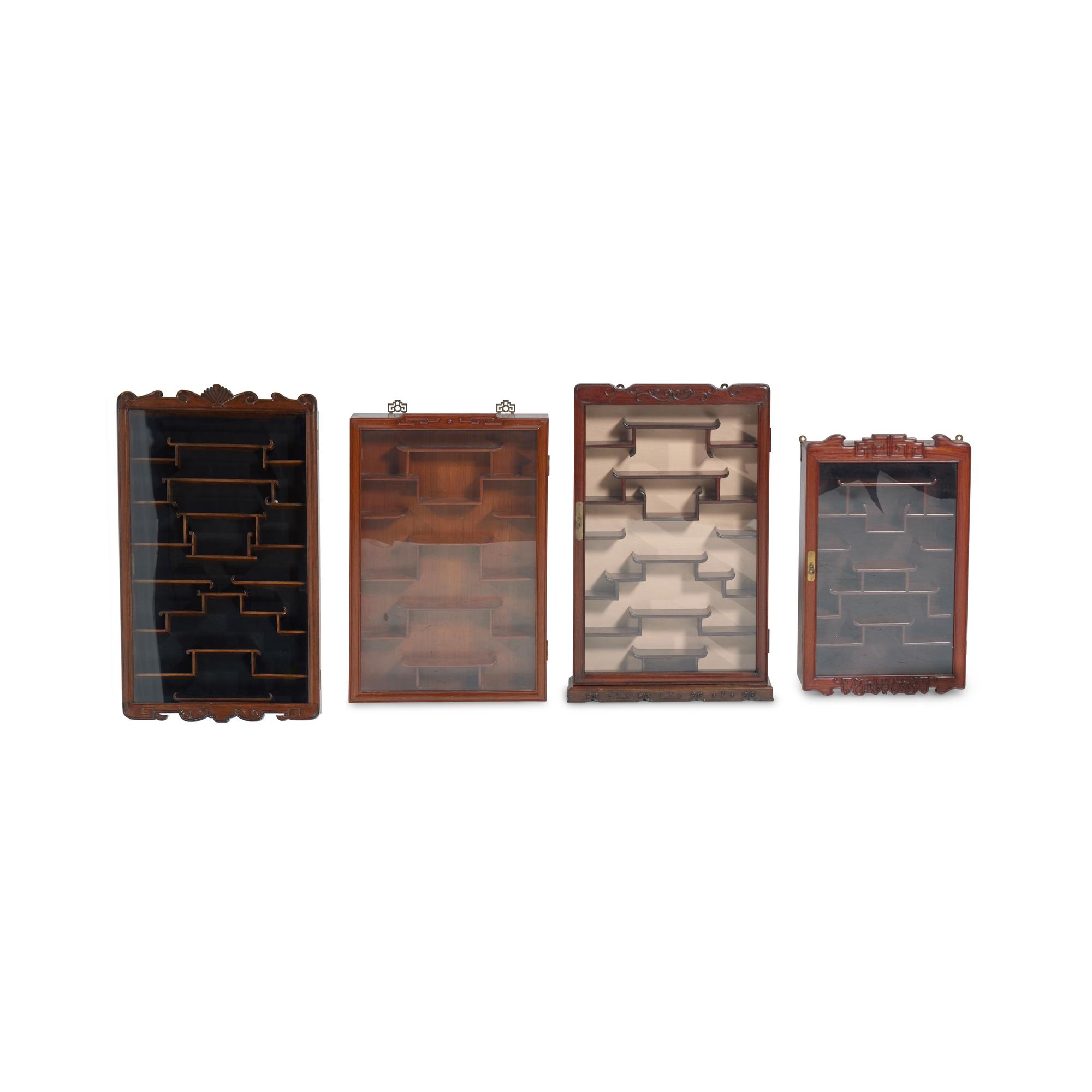 Four Chinese Hardwood Hanging Vitrines, 20th Century 近代 硬木多寶格式挂屏四件