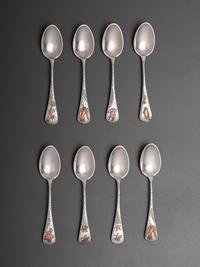 Eight American Silver and Mixed Metal Demitasse Spoons
