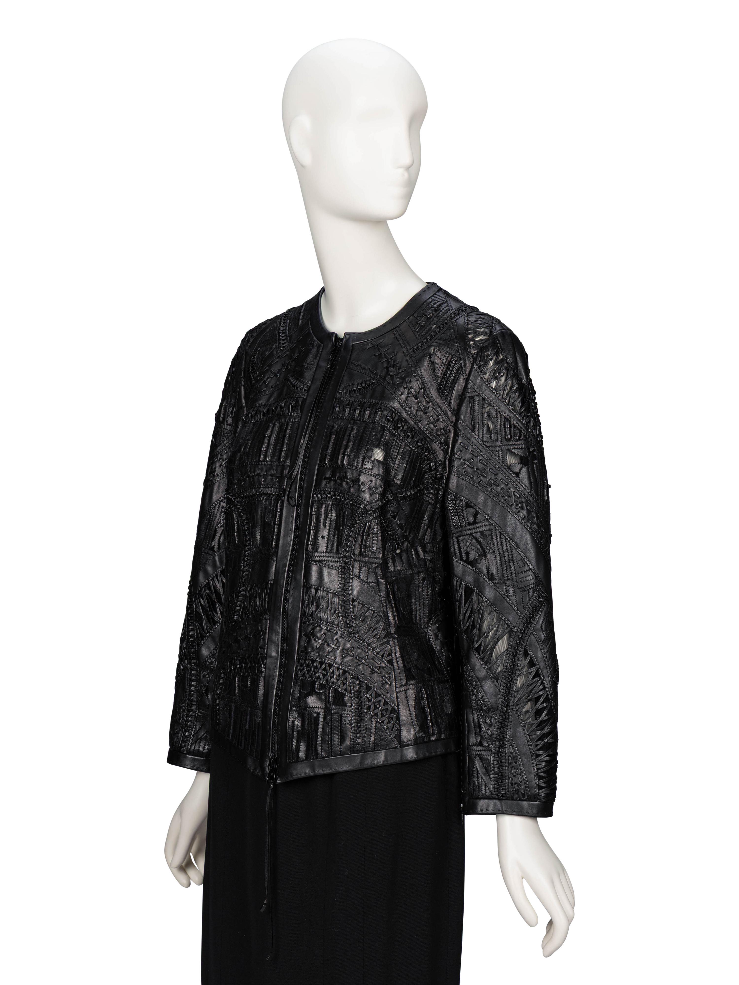 Ralph Rucci, Woven & Patchworked Leather Jacket