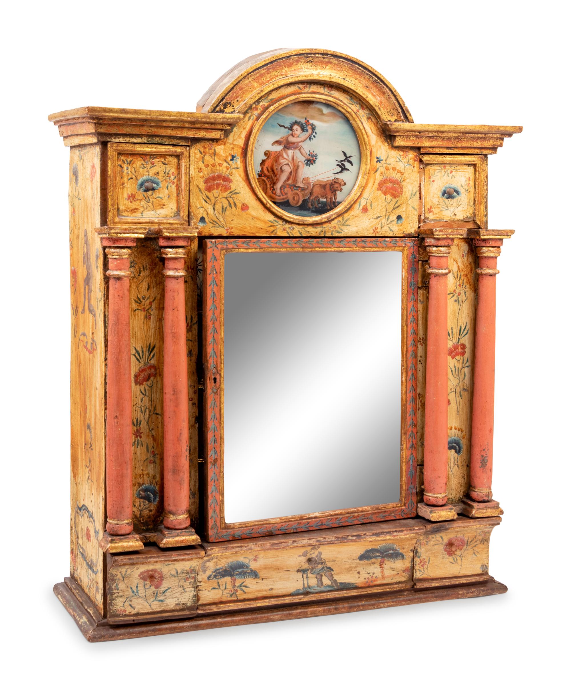 A Spanish Colonial Painted Wood Tabernacle Cabinet