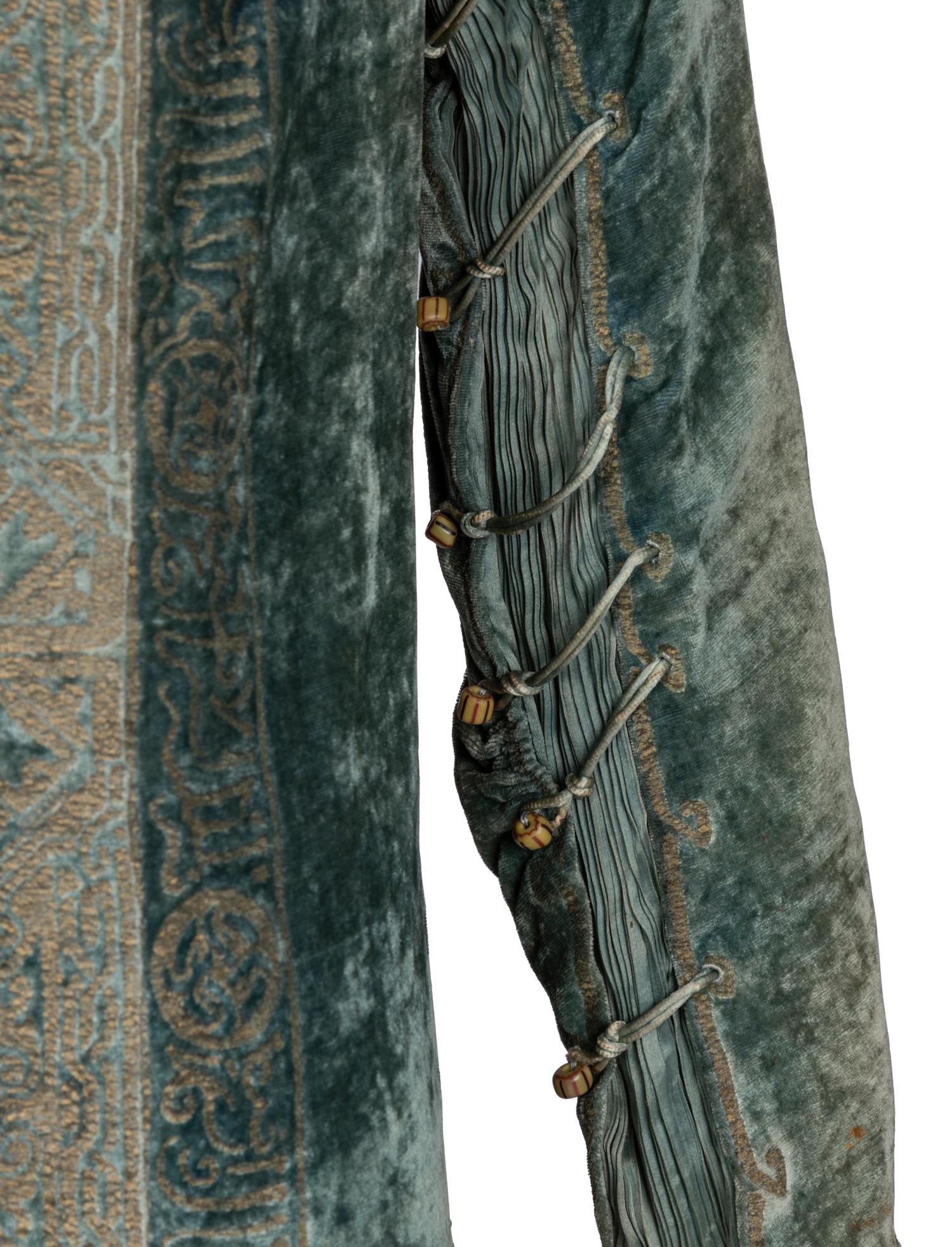 Mariano Fortuny, Stenciled Velvet & Pleated Silk Dress