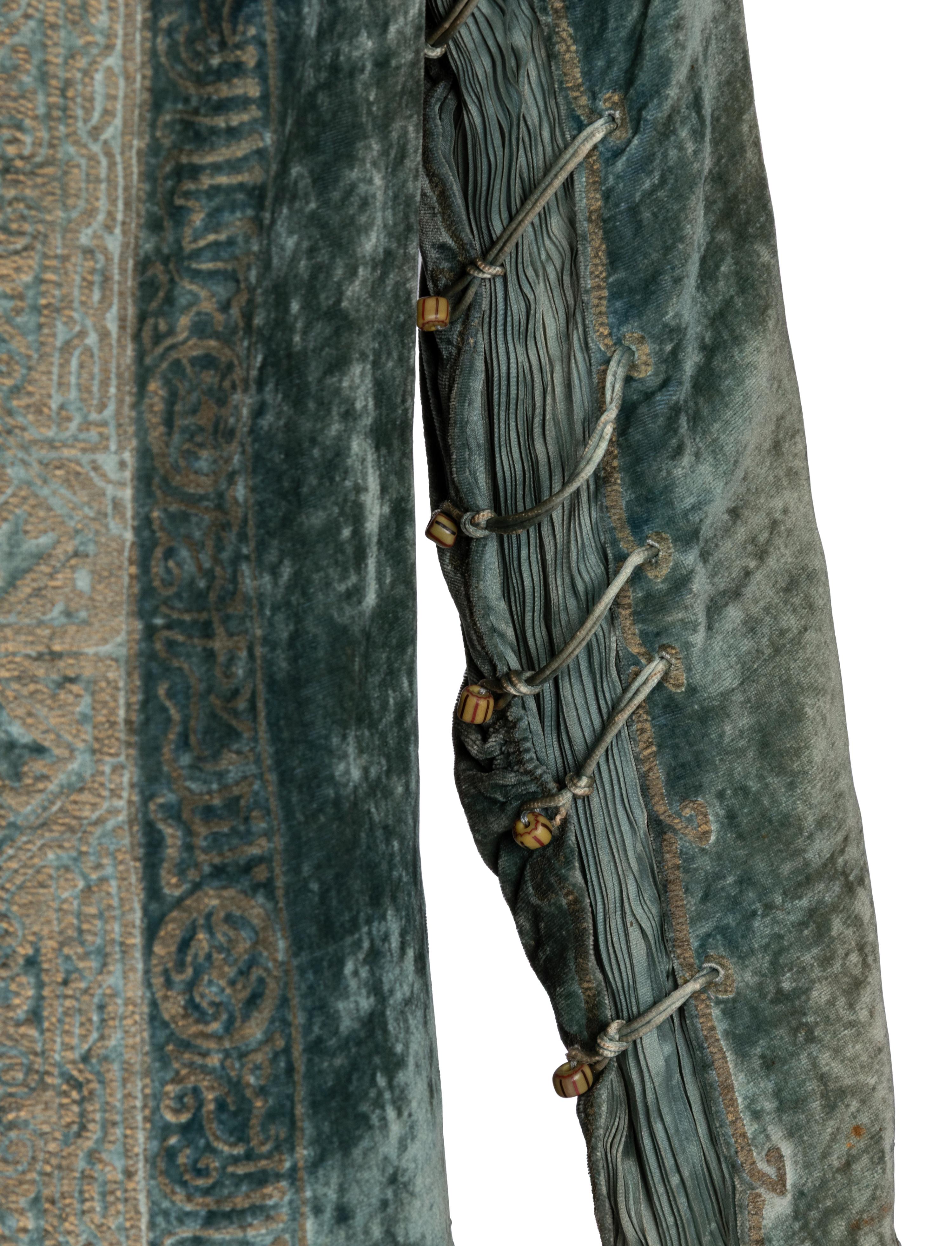 Mariano Fortuny, Stenciled Velvet & Pleated Silk Dress