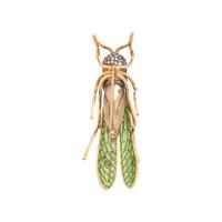 EVELYN CLOTHIER, DIAMOND, PLIQUE-À-JOUR ENAMEL AND CULTURED PEARL GRASSHOPPER BROOCH