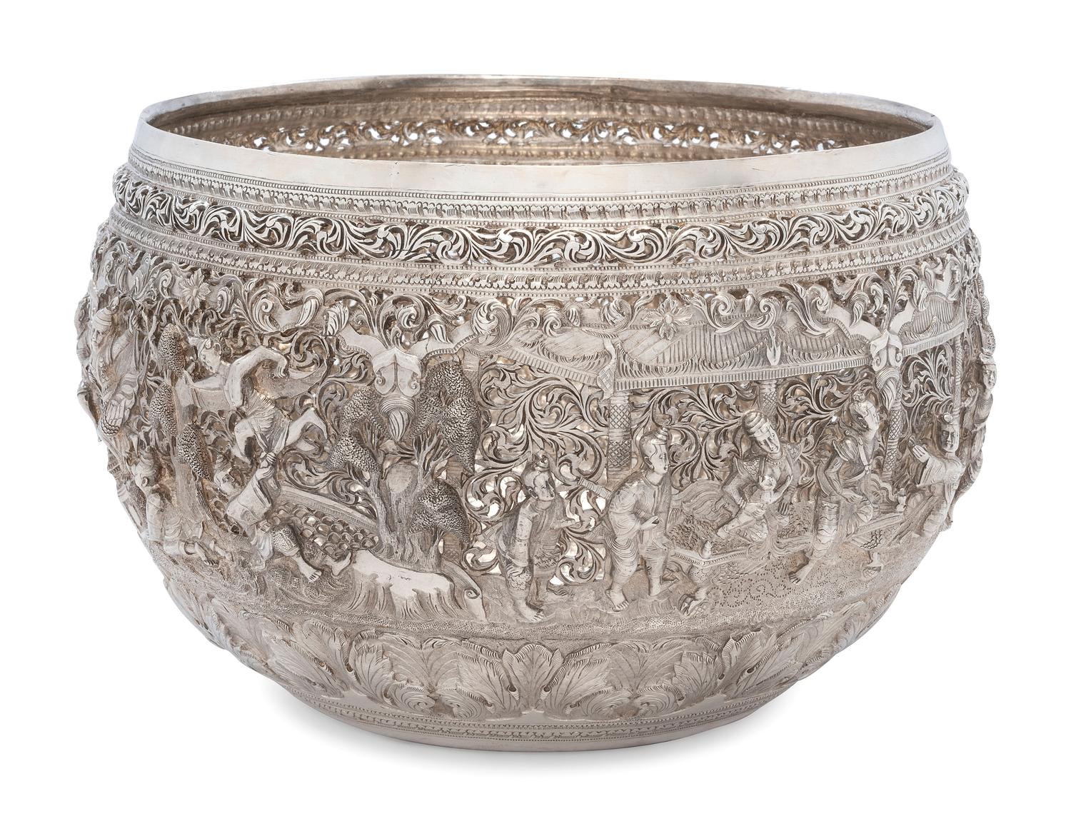 A Thai Pierced Silver Bowl