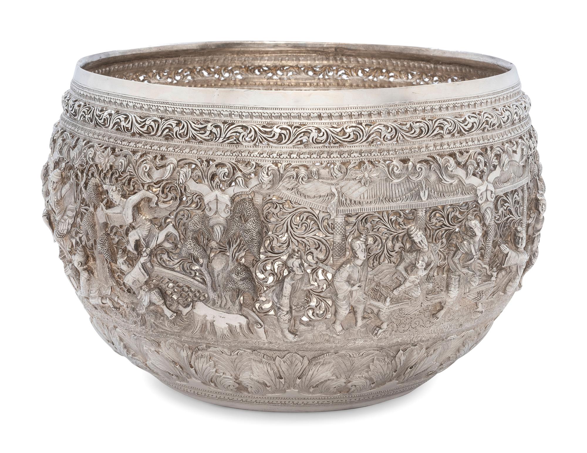A Thai Pierced Silver Bowl