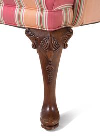A Pair of George II Style Mahogany Wingback Chairs