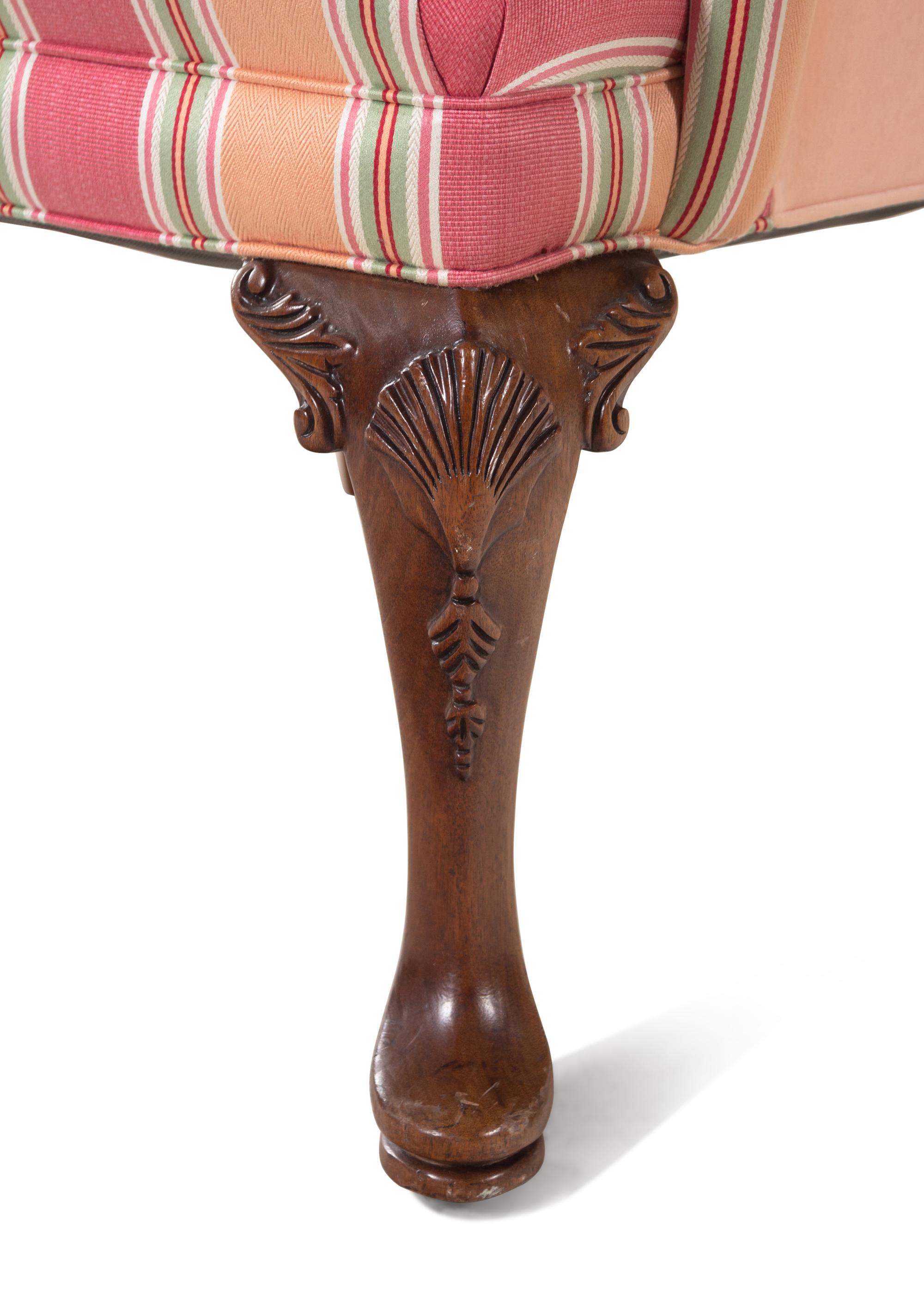 A Pair of George II Style Mahogany Wingback Chairs