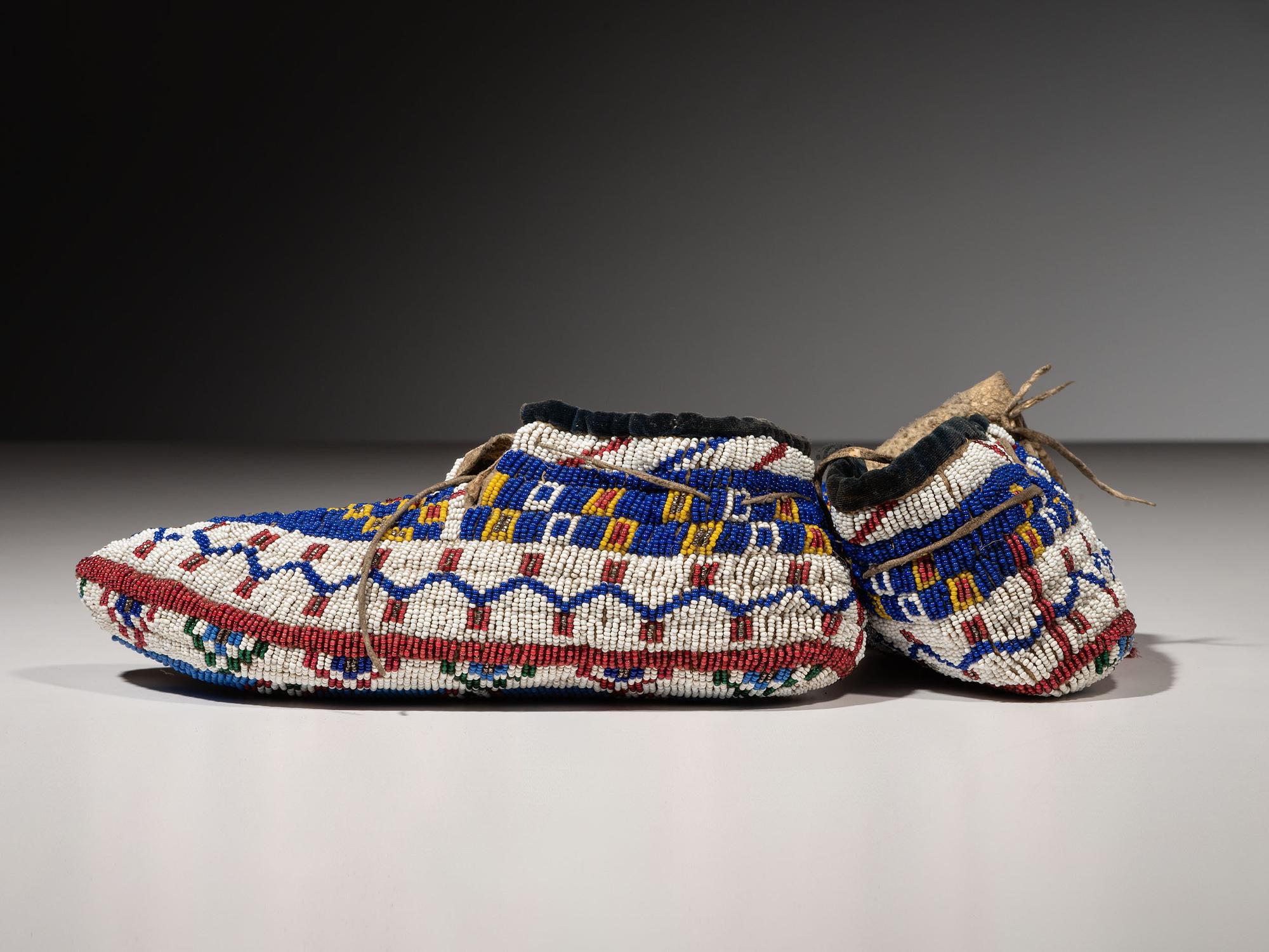 Sioux Fully Beaded Hide Moccasins