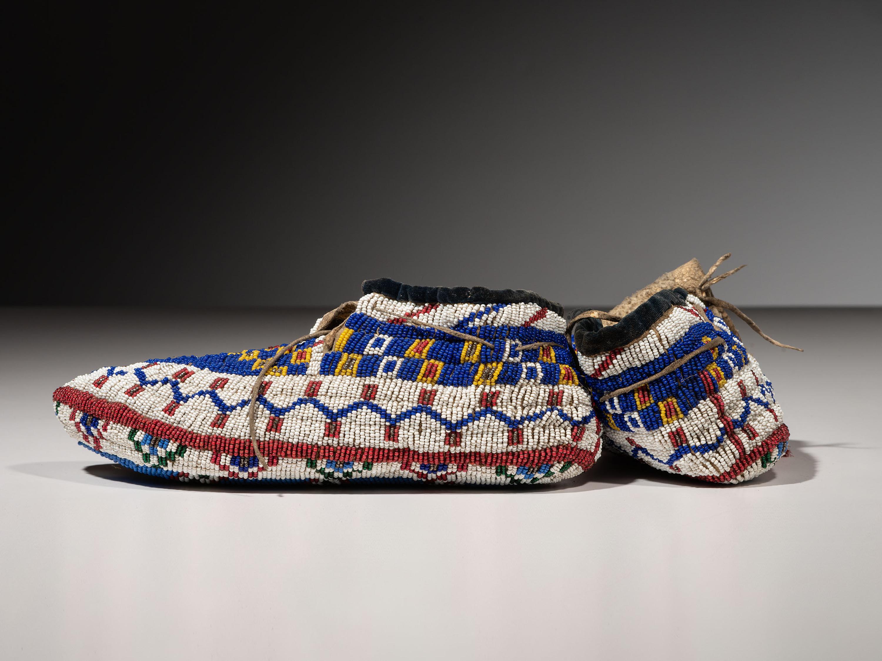 Sioux Fully Beaded Hide Moccasins