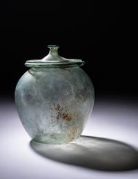 A Roman Blue-Green Glass Cinerary Urn