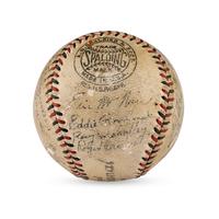 A 1932 Philadelphia Athletics Team Signed Autograph Baseball Featuring Jimmie Foxx, Eddie Collins, Connie Mack, Lefty Grove and Al Simmons (JSA Letter of Authenticity)