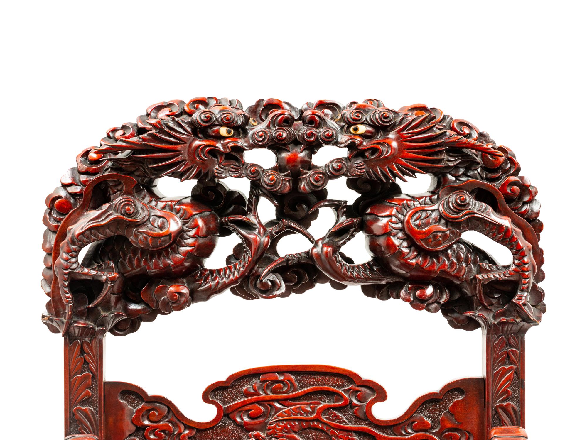 A Chinese Export Carved Hardwood Armchair