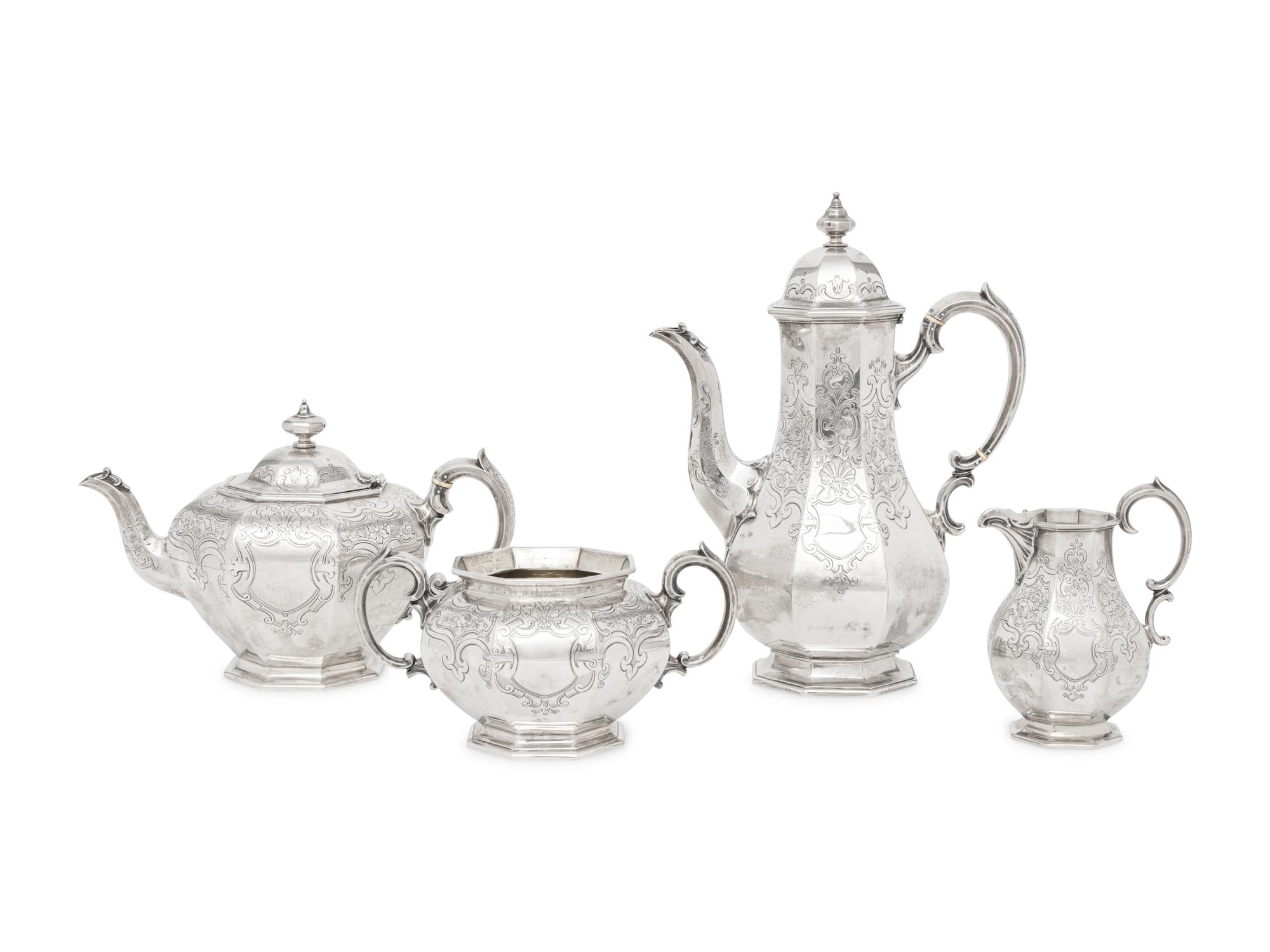 A Victorian Silver Four-Piece Tea Service
