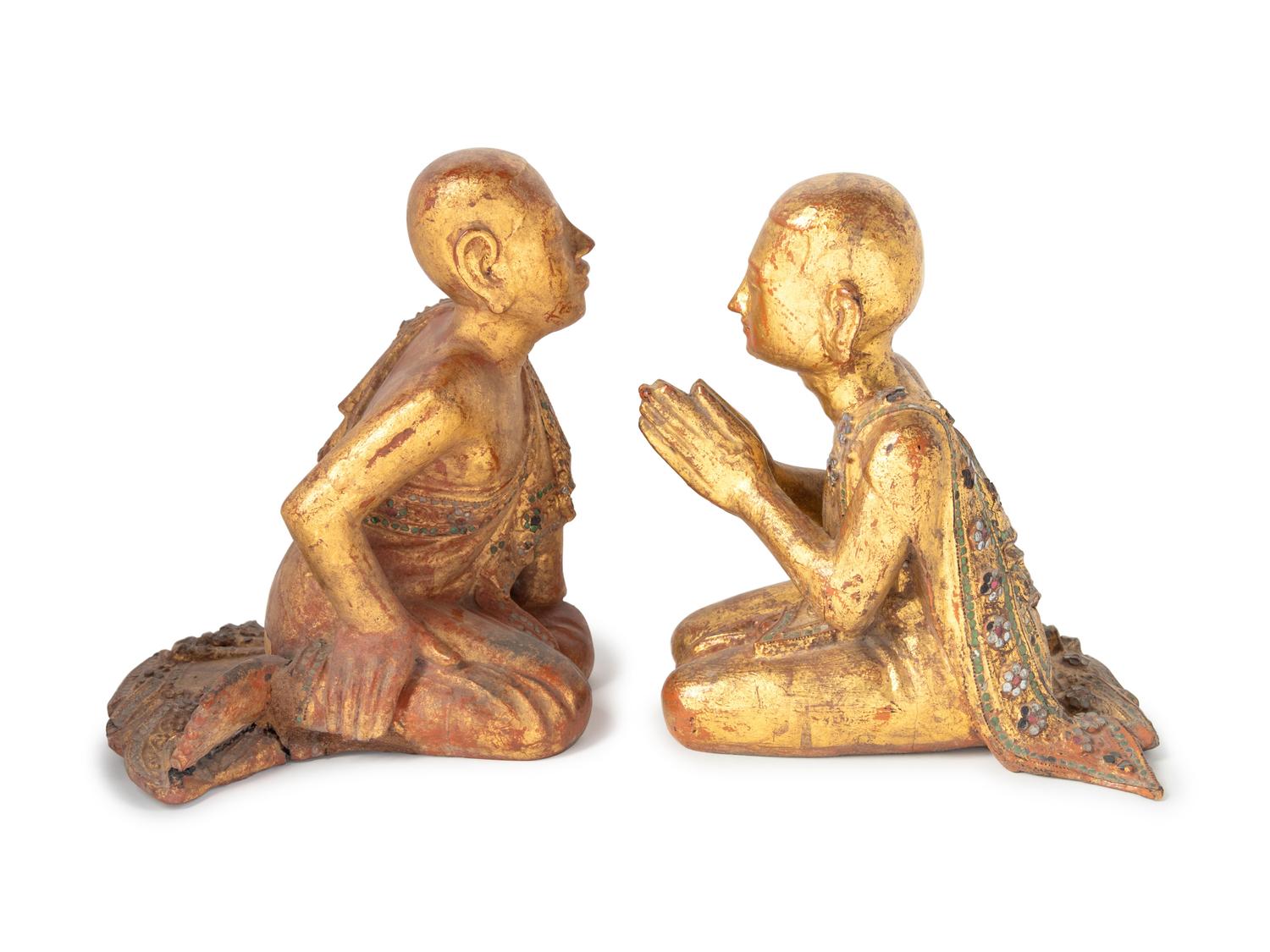 Two Burmese Gilt Lacquer Figures
