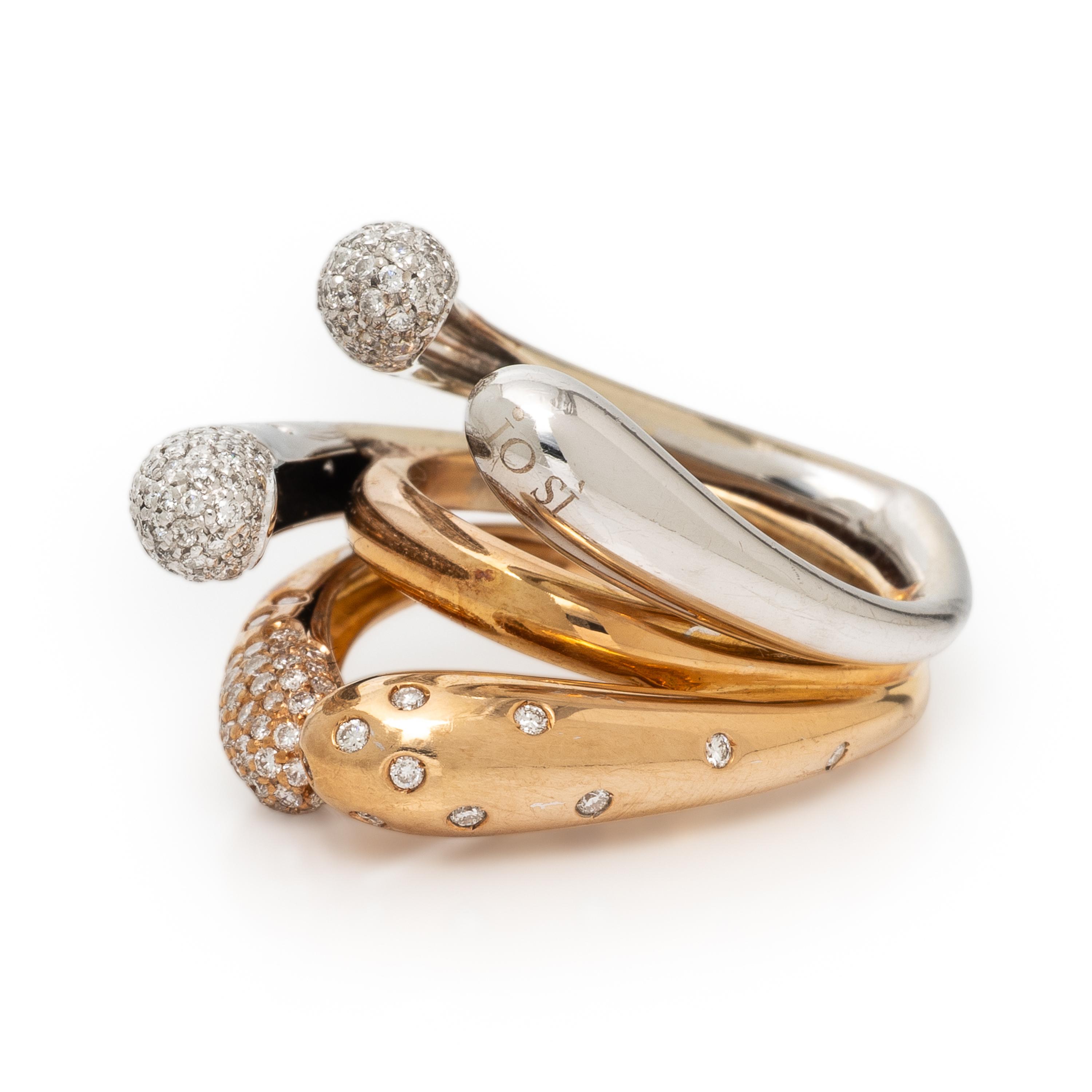 Io Sì, Diamond and Bicolor Gold Ring