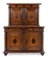 A French Walnut Buffet a Deux Corps Height 73 1/2 x width 58 1/4 x depth 23 1/2 inches. — 18TH/19TH CENTURY