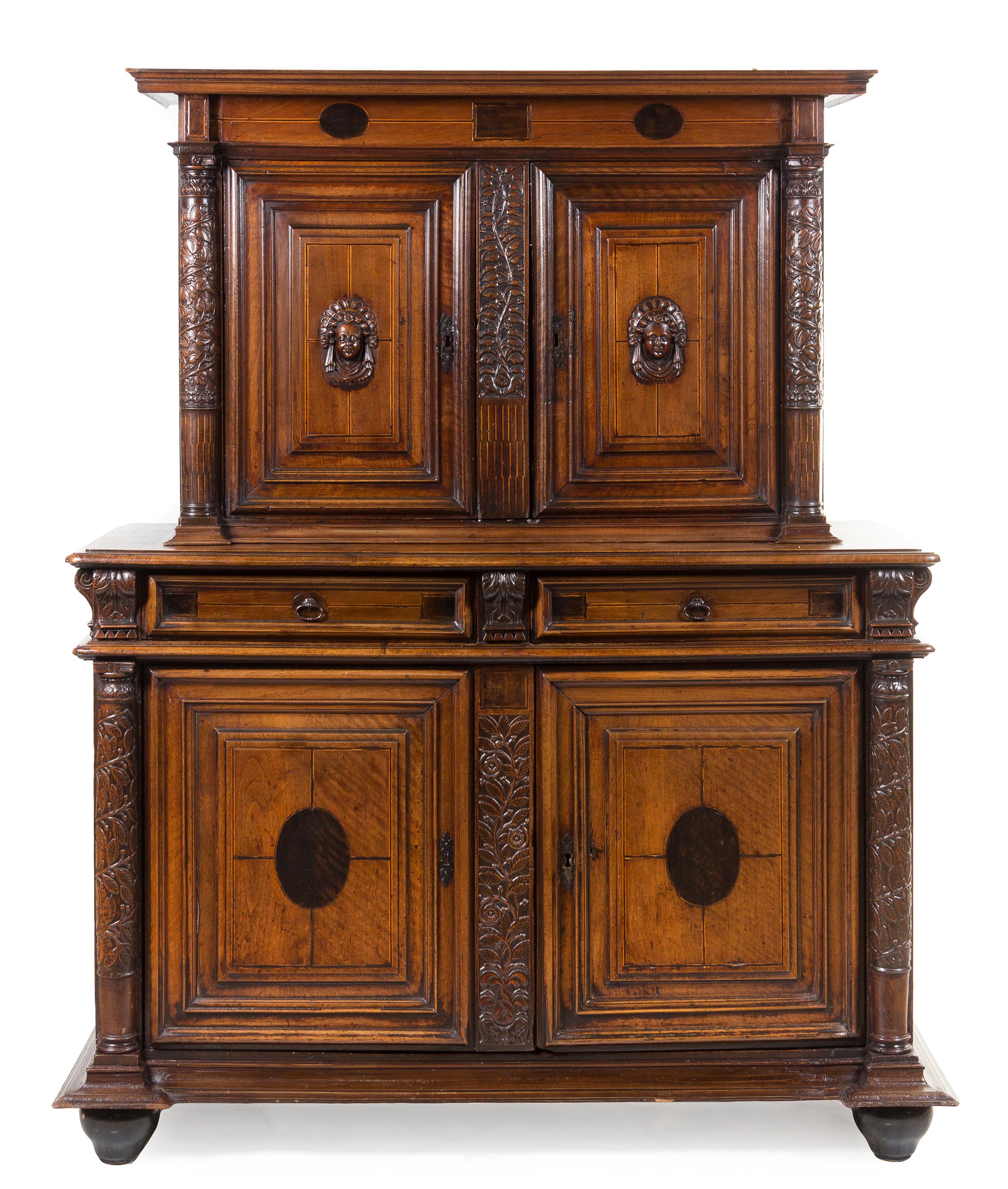 A French Walnut Buffet a Deux Corps Height 73 1/2 x width 58 1/4 x depth 23 1/2 inches. — 18TH/19TH CENTURY